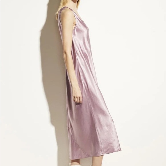 Vince - Double V-Neck Satin Slip Dress - Picture 2 of 4